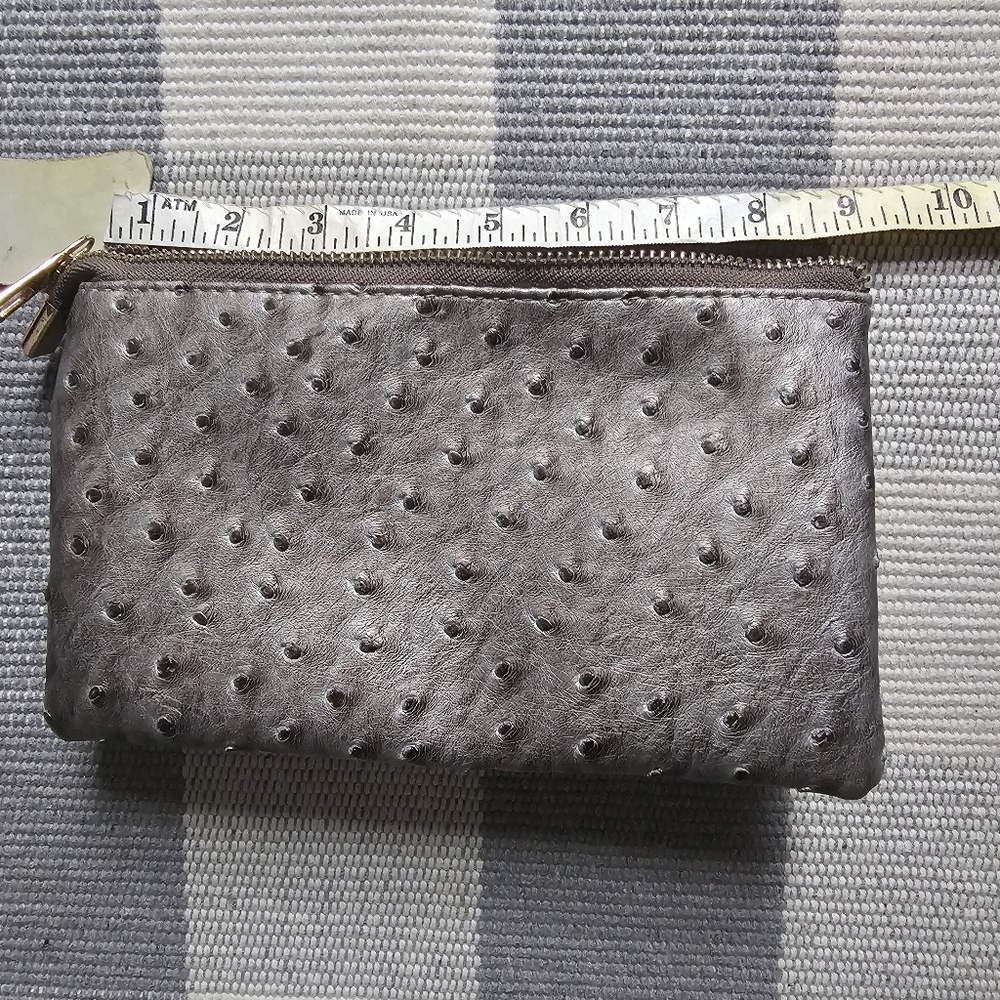 Metallic Faux Ostrich Textured Clutch